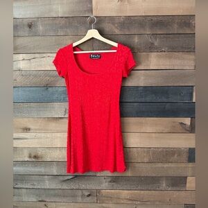 Vintage 90s All That Jazz Red Heart Textured Mini Dress